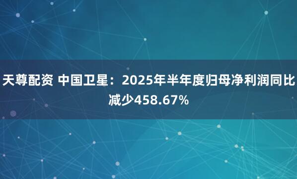天尊配资 中国卫星：2025年半年度归母净利润同比减少458.67%